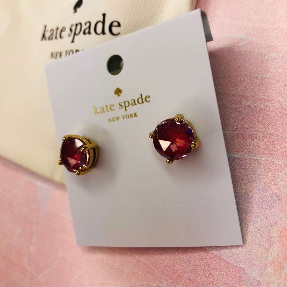 Kate Spade Red Pink Gumdrop Enamel Stud Earrings - Picture 3 of 5